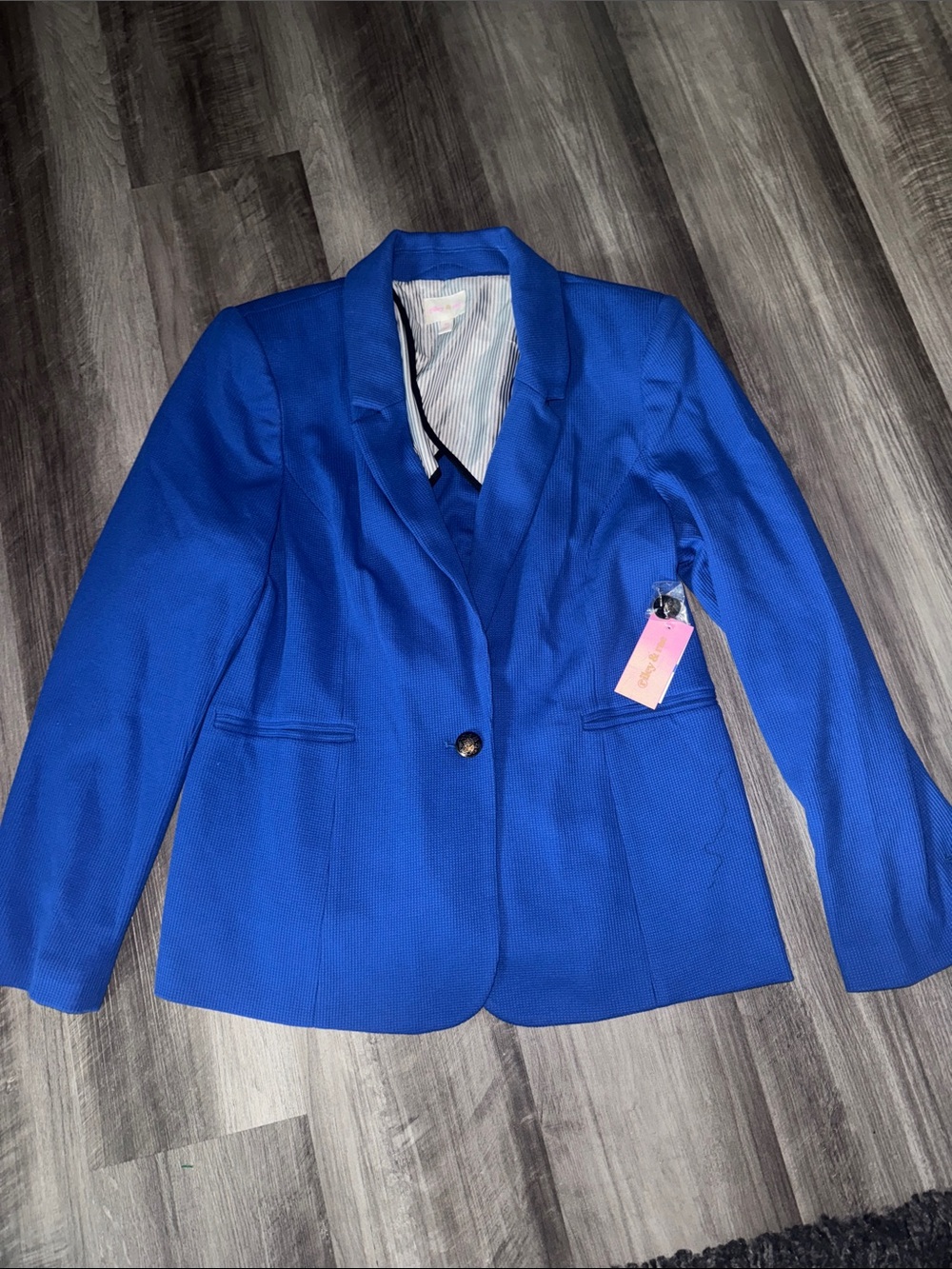 NEW Riley and Rae XL blue suit jacket blazer womens waffle knit business work